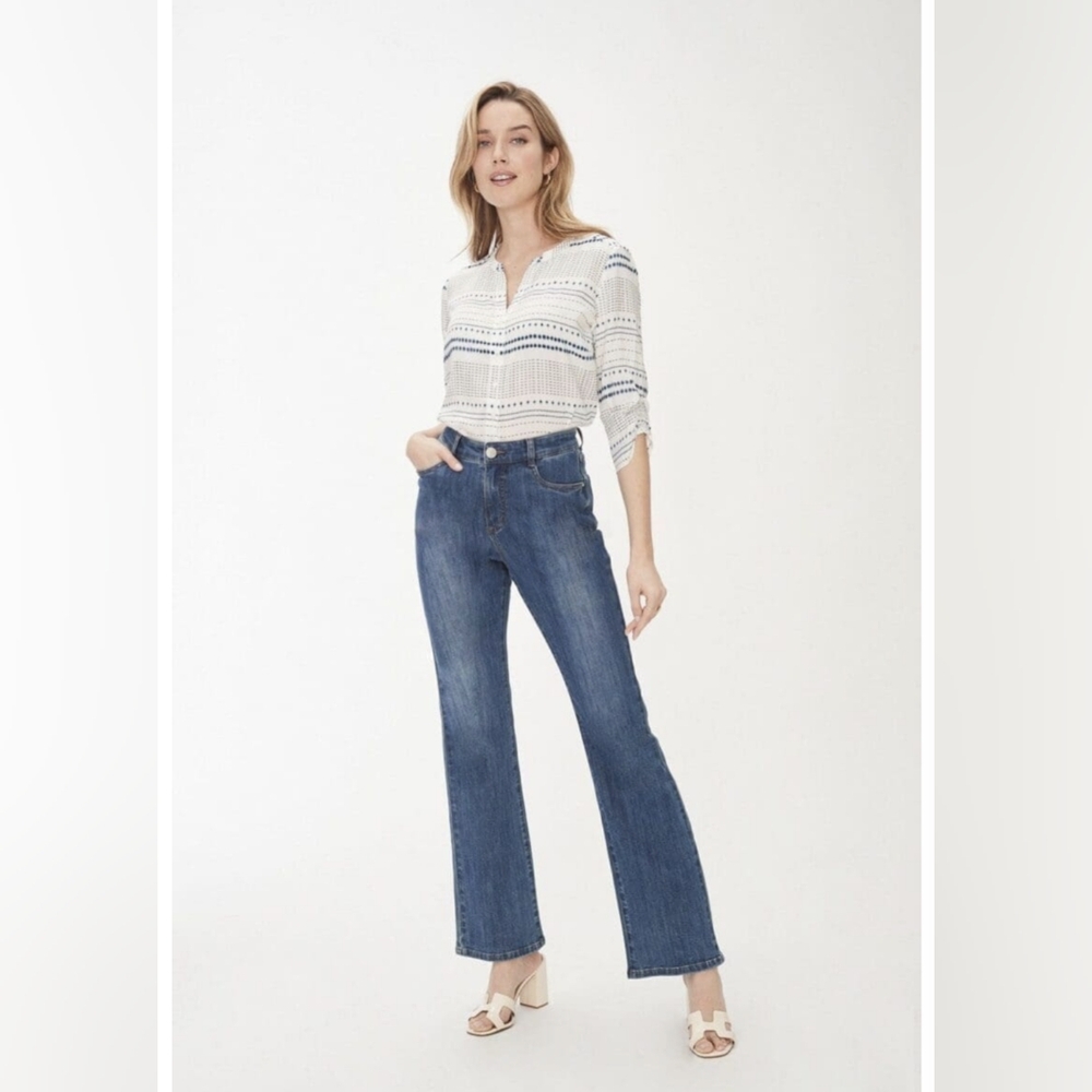 FDJ* JEANS w/ stretch 5 pkt zip front button fly closure made with recycled bott